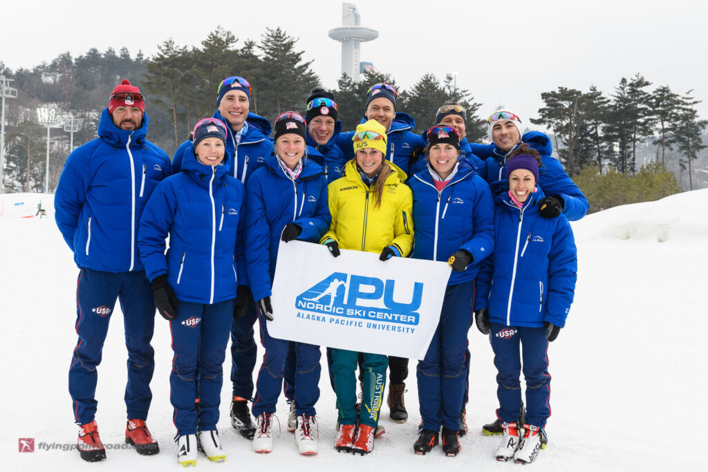 APU Nordic Ski Center athletes at the 2018 Olympics. Photos courtesy of Flying Point Road.
